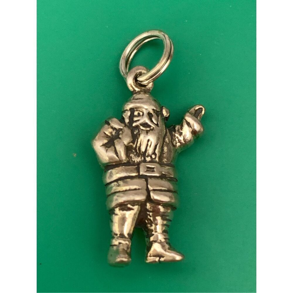 Santa Waving with Toy Bag Sterling Silver Jewelry Charm #Christmas #vintage